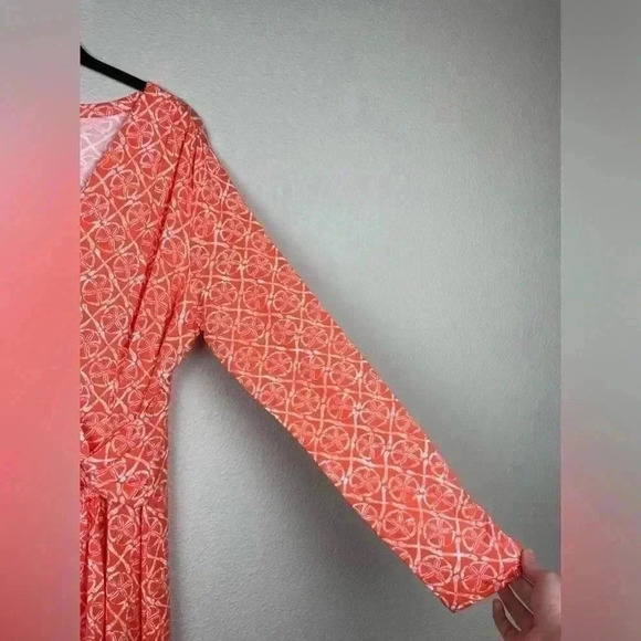 PENDLETON Women's Medium Orange Faux Wrap Print Long Sleeve Modal Cotton Knit - Picture 7 of 14